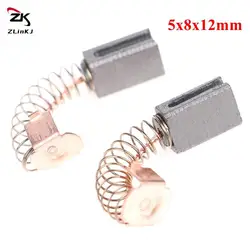 1Pair Carbon Brushes 5x8x12mm Power Tools Carbon Brushes Replacement Parts For Electric Motors Black Decker Angle Grinder G720