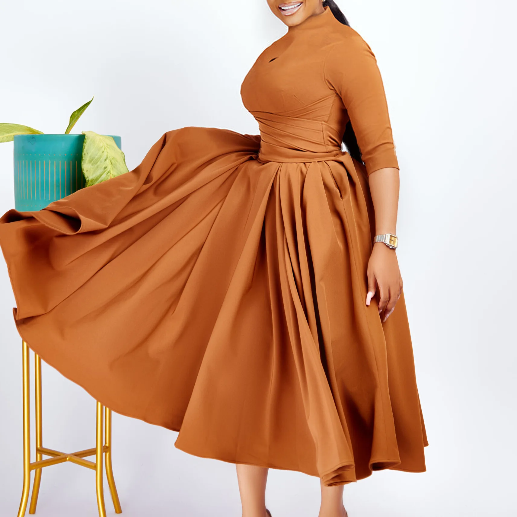 

Winter Street Vintage Ball Gown Dresses Vestidos Women Long Sleeve Draped High Waist Tunic Big Swing Maxi Dress