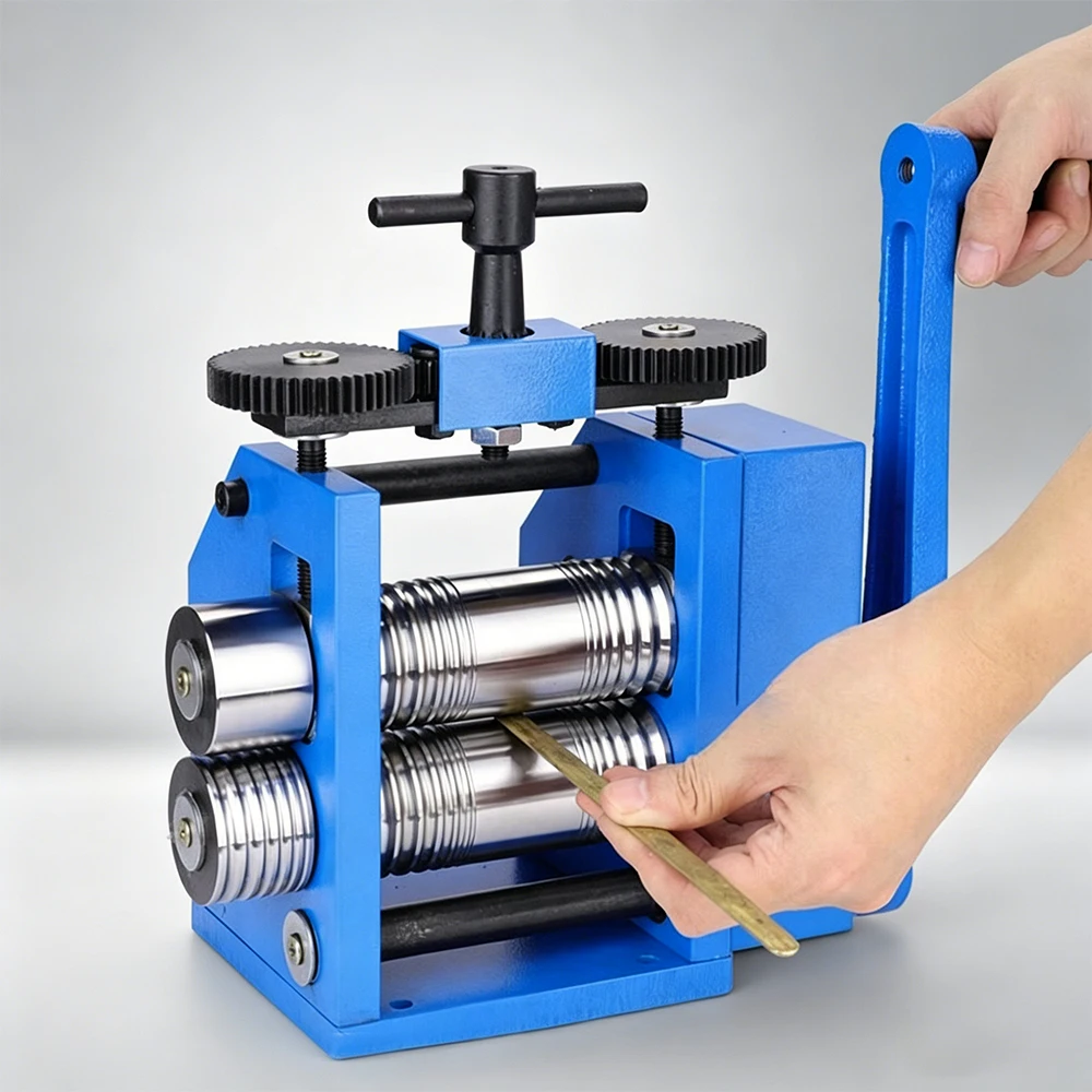 Upgrade Manual Jewelry Rolling Mill Machine Gear Ratio Adjustable Thickness Wire Metal Sheet Roller Pattern Press Jewelry Making