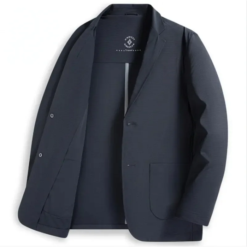 

Новый мужской деловой повседневный пиджак из ледяного шелка 2026 года: бесшовный, легкий, дышащий, немнущийся, приталенный, летний костюмный пиджак