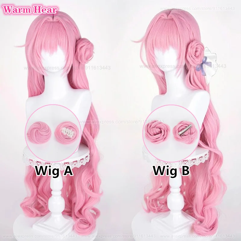 

2 Styles Game Dorothy Synthetic Hair Long 100cm Dark Pink Cosplay Anime Wigs Heat Resistant Hair Halloween Party Wigs + Wig Cap