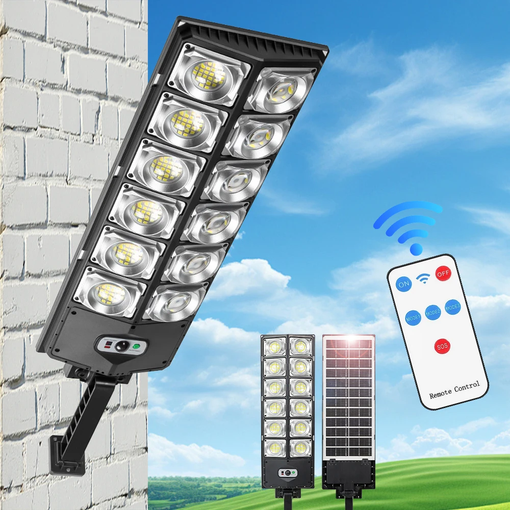 

Solar Sensor Street Lamp Outdoor Super Bright 3 Modes Lighting Waterproof Security Lighting for Garden Patio Path Remote Control