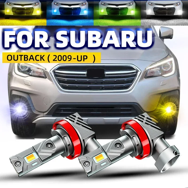 2PCS Car LED Front Fog Lights Bulbs Dual Colors Switchback White Yellow For Subaru OUTBACK BR BS 2010 2012 2014 2016 2018 2020