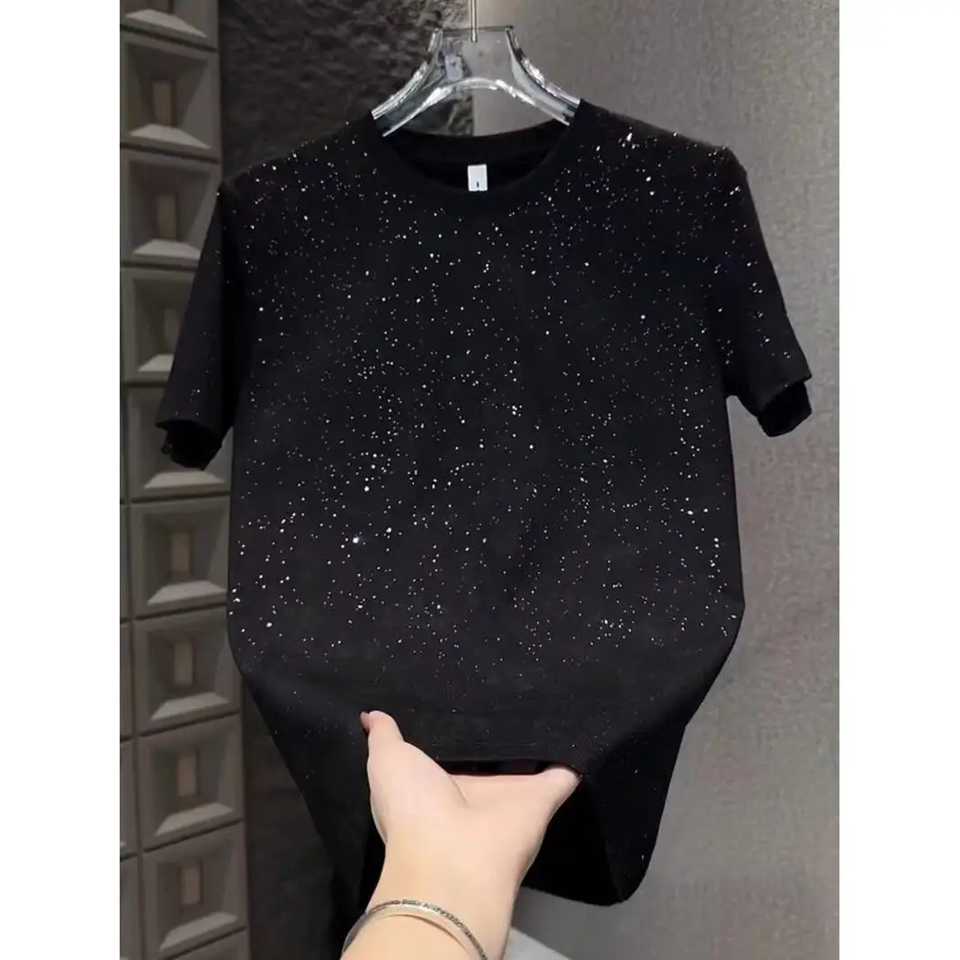 

Summer Casual ort Sve T-irt Faionable Street Sle Diamond Heat Transfer Cool Versatile Brand Youthful Cotton Tee