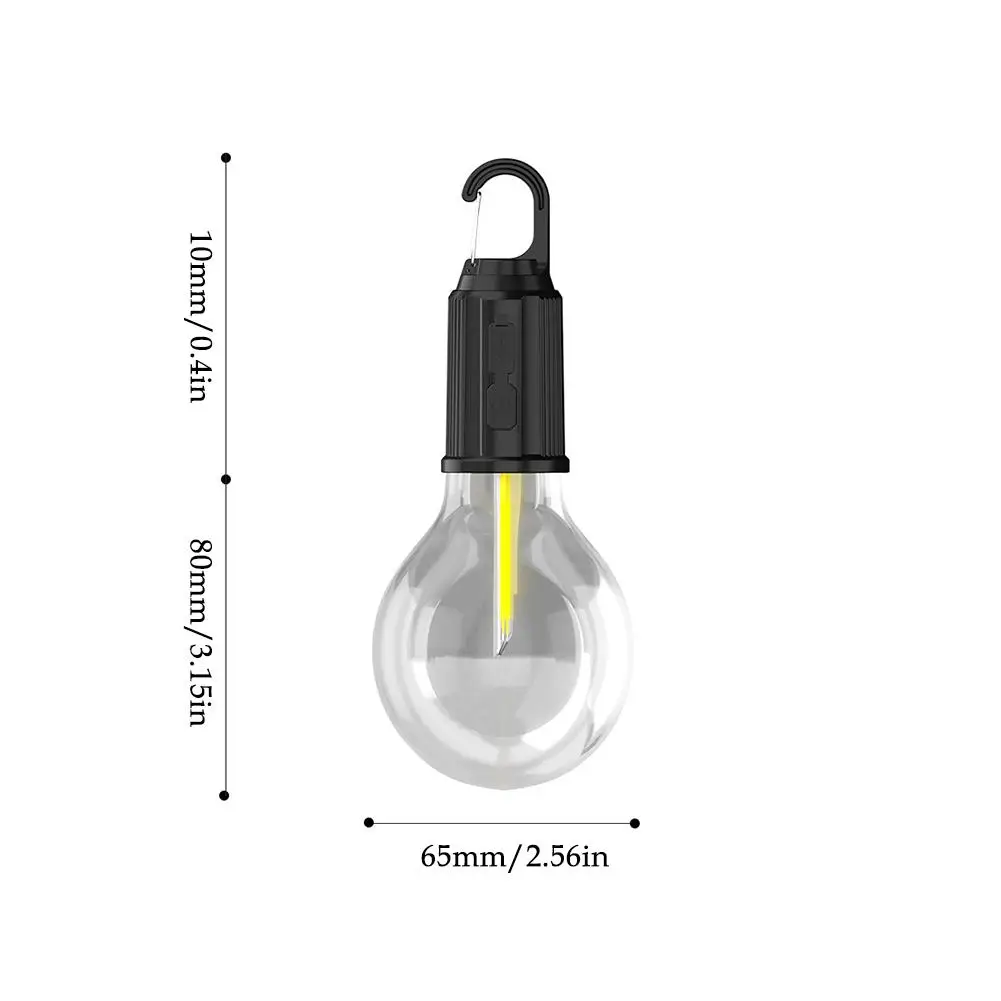 Luz de acampamento portátil 600mAh LED lâmpada de acampamento com gancho lanterna portátil tipo C carregamento à prova d'água para caminhadas e pesca
