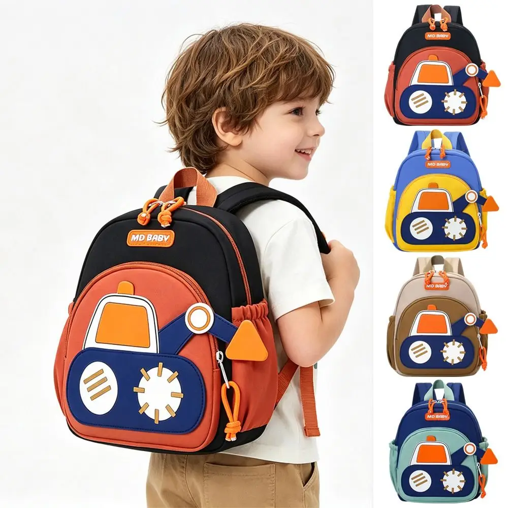 Mini Toddler Backpack for Boys Water Resistant Alleviate Burden Kindergarten Backpack Wear-resisting Cartoon Excavators