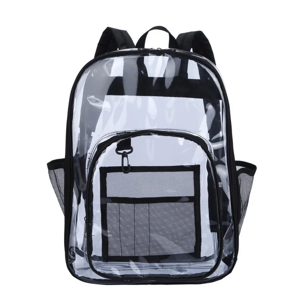Mochila transparente de PVC, bolso escolar impermeable de gran capacidad para estudiantes, bolso de viaje Ins, bolso grande, bolso de hombro transparente