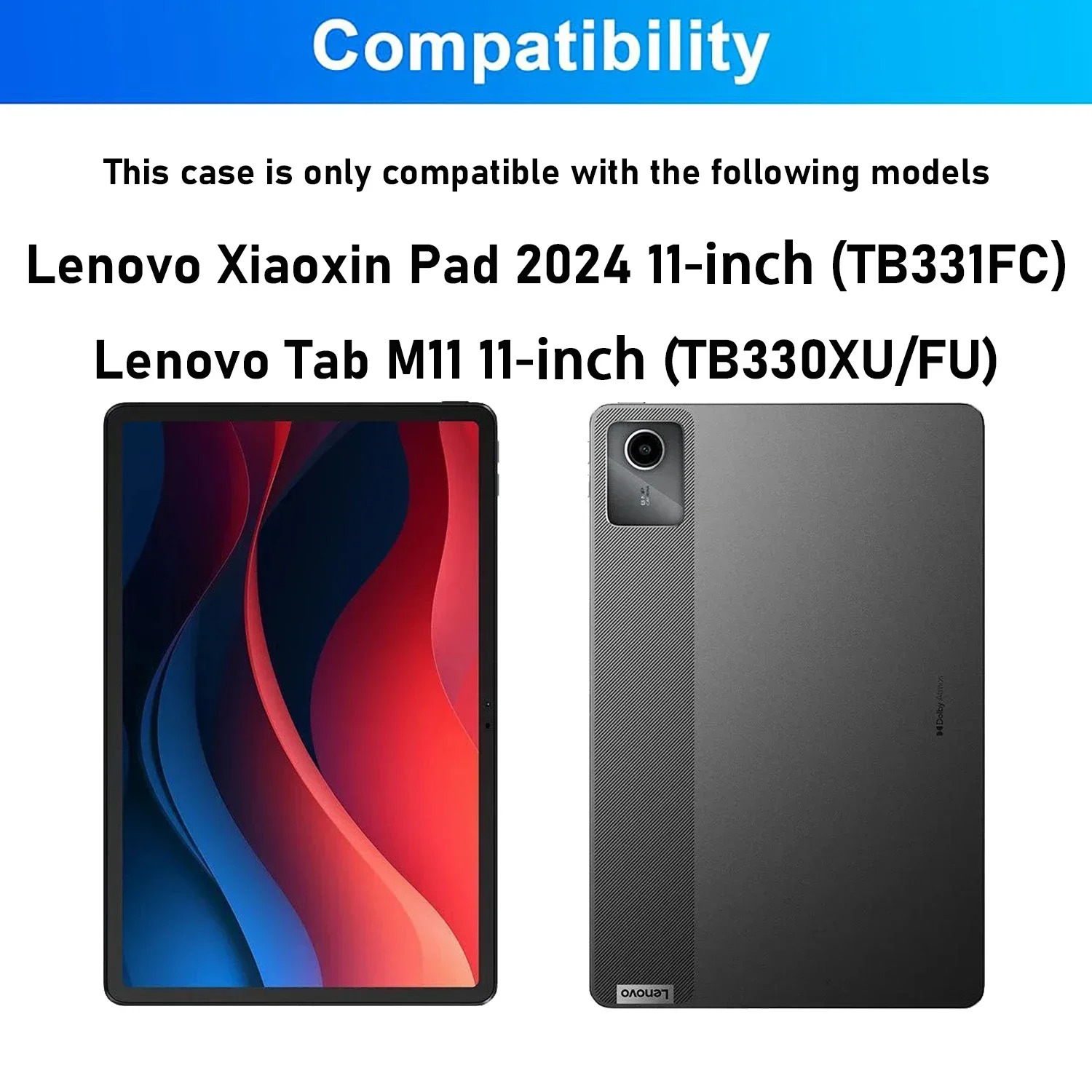 For Lenovo Xiaoxin Pad 2024 11-inch Tablet Case TB331FC - Keyboard Cover Compatible with For Tab M11 11-inch TB330XU FU