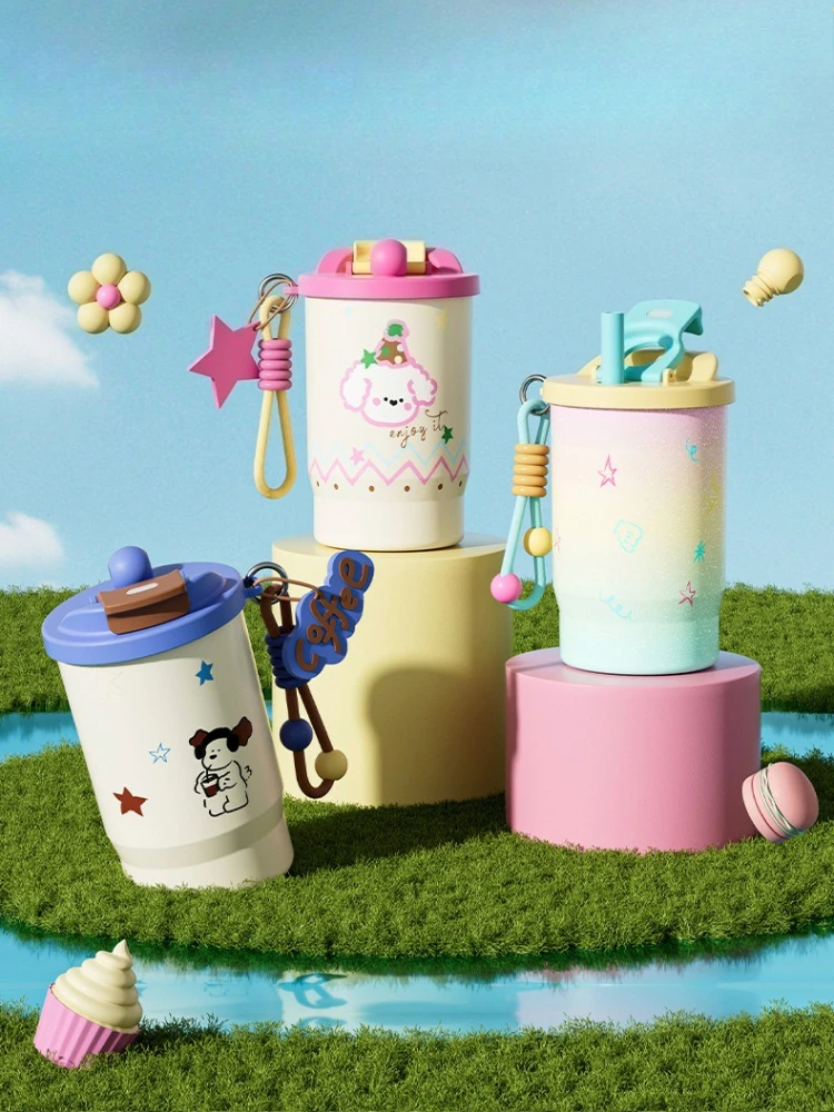 500ml Thermo Cafe Coffee Mug Cold and Hot Ceramic Liner Car Thermos Bottle Leak-proof Travel Thermo Cup for Tea Water Coffee
