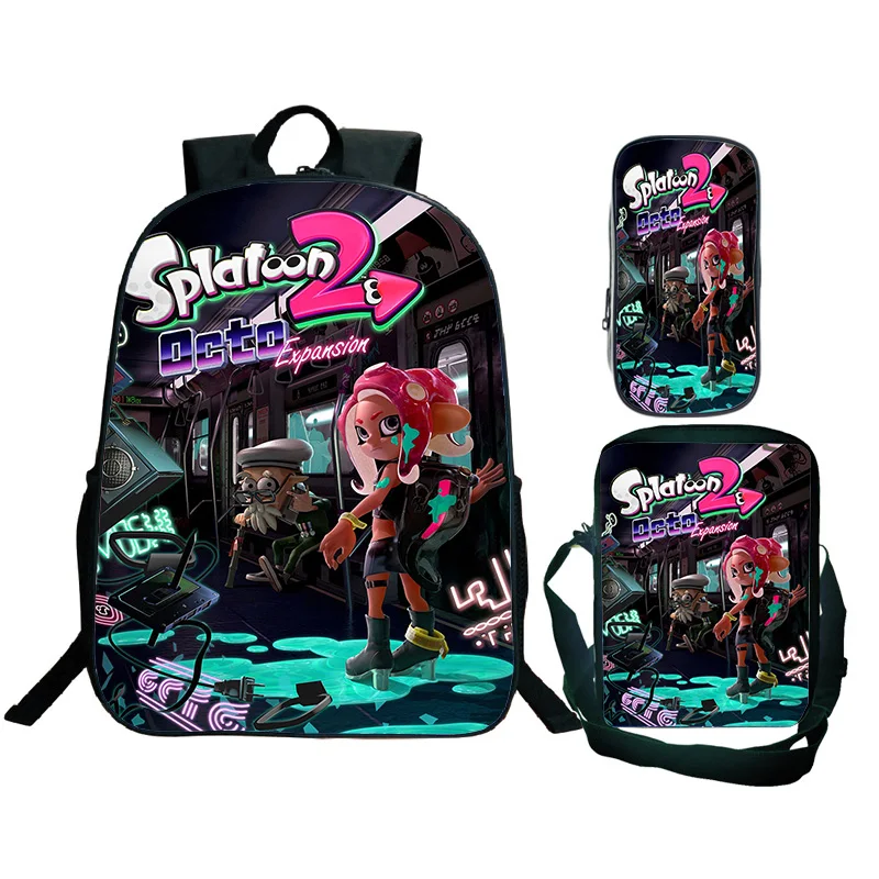 

Splatoon Backpack Shoulder Bag Pen Case 3pcs Jet Fighter Game Pattern Schoolbags Teen Fashion Student Large-capacity Backpacks
