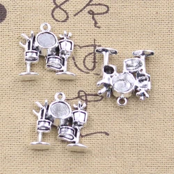 15pcs Charms Musical Instruments Drum Kit 20x21mm Antique Silver Color Pendants DIY Making Findings Handmade Tibetan Jewelry