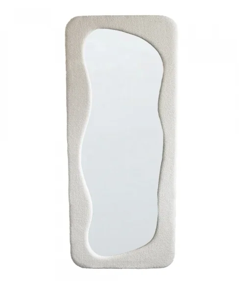 Скандинавское милое декоративное зеркало 60x160 см, бежевая флисовая ткань, МДФ, деревянная стена, пол для дома