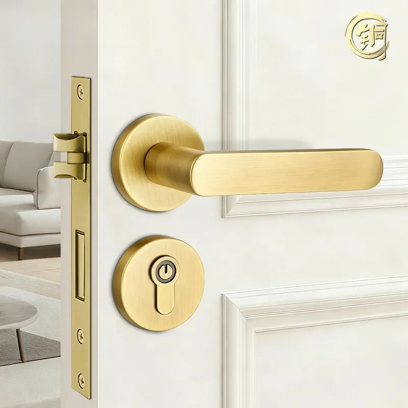 Modern Brass Double Door Lock Silent Folio Handle for Office Meeting Room Universal High End Italian Style Hardware Interior