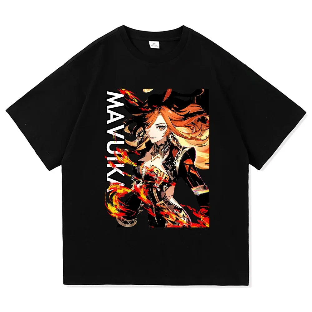 Genshin Impact Mavuika Print T Shirt Fashion Women Aesthetic Clothes Hot Game T-shirt Unisex Cartoon Vintage Unisex Clothing Top