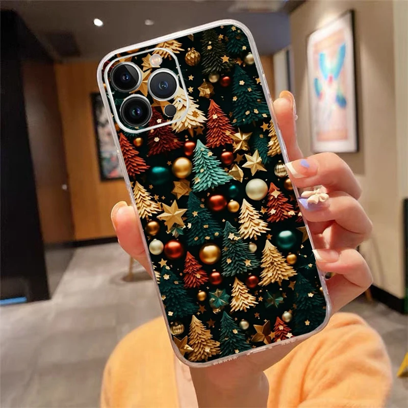 

Merry Christmas Tree Phone Case Carcasa Funda For iPhone 17 Pro Max 17 Air 16 15 14 13 Pro Max 15 16 Pro 15Plus