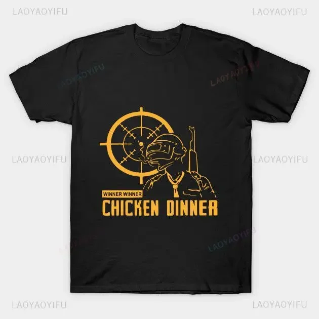 Conqueror PUBG Essential Cotton T-Shirt PUBG Winner Winner Chicken Dinner Tshirt Vintage Alternative Men's Women O-Neck Tees Top