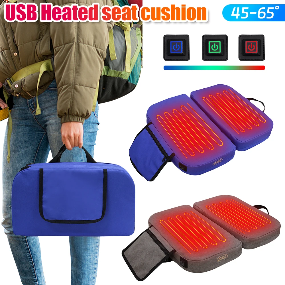 Electric Heated Seat Cushion Waterproof Outdoor Camping Seat Cushion 3 Levels Heating Seat Cushion for Park Stadium Car Travel