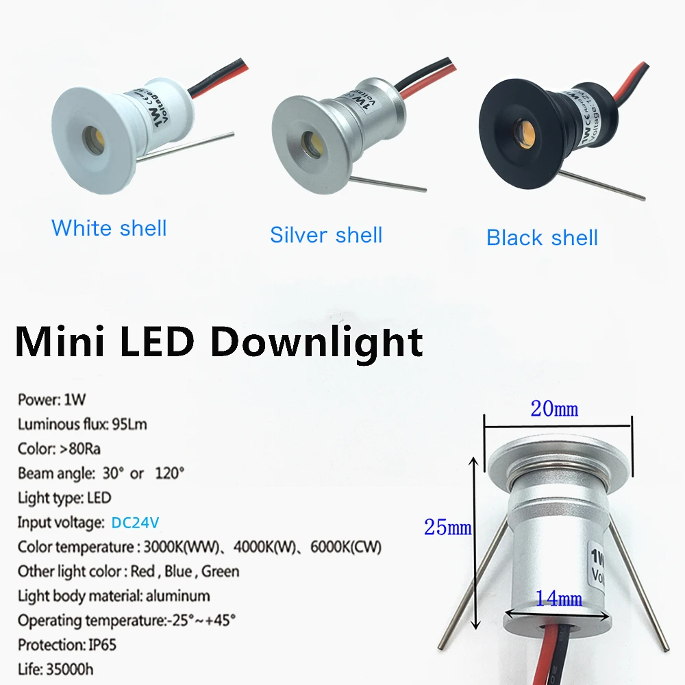 24V Led Mini reflektor 1W 15mm Downlight 24V ściemnialne małe lampy punktowe LED IP65 Hotel światła do szafki dom oświetlenie punktowe sufitowe