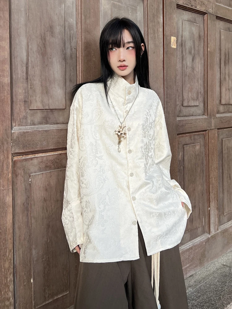 

FG72 Новый китайский длинный све айрт с вышивкой, женский дизайнерский воротник, осень-зима, Lemaire Sle irt, корейский ...