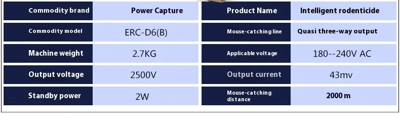 ERC-D6 Elektronische Mausefalle Elektrische Mäusefalle Automatische Hochspannungs-Mausefalle 2500V 180-240V – Detail 11