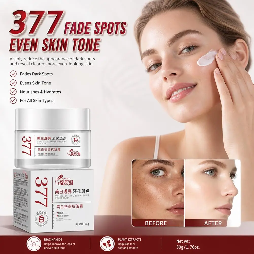 Elegant 377 Face Cream 50g Whitening Freckle Removing Moisturizes Skin Brightens Tone Fades Spots Melanin & Wrinkle Resistant