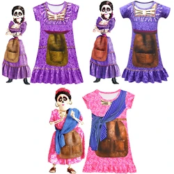 CoCo Mama Imelda Cosplay Costume Girls Skeleton Dresse Music Dreaming Around Halloween Party Fancy Dress For Kids Purple