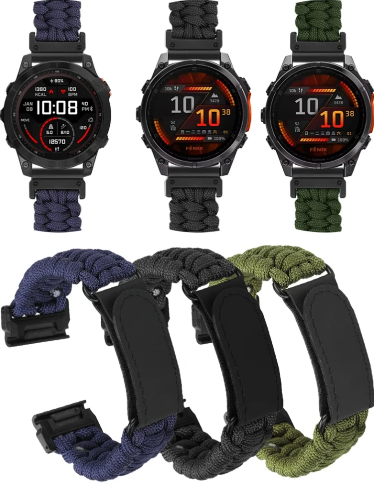 

Для Garmin Fenix 8 8x 7 7x 6 6x Pro 5 5x Plus QuickFit тканевый ремешок для часов металлический адаптер аксессуары 22 26 тканый нейлоновый ремешок для часов
