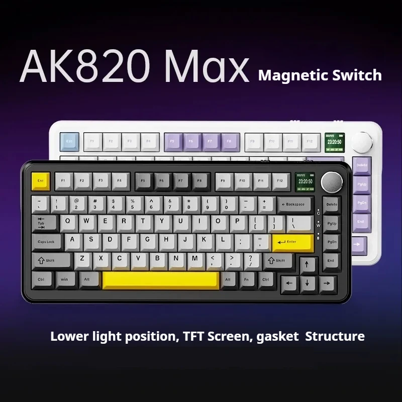 Ajazz AK820 Max Mechanical Keyboard Tri-Mode Bluetooth 2.4g Wireless Gasket Structure Pbt Keycaps Gaming Keyboard For Pc Laptop