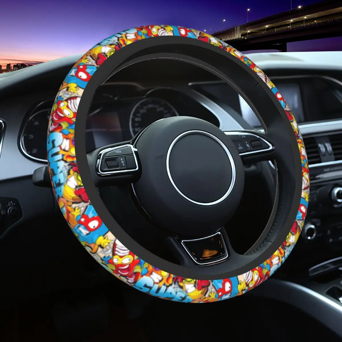 Super Things Game Car Steering Wheel Cover 38cm Elastic Suitable Car-styling Interior Accessories