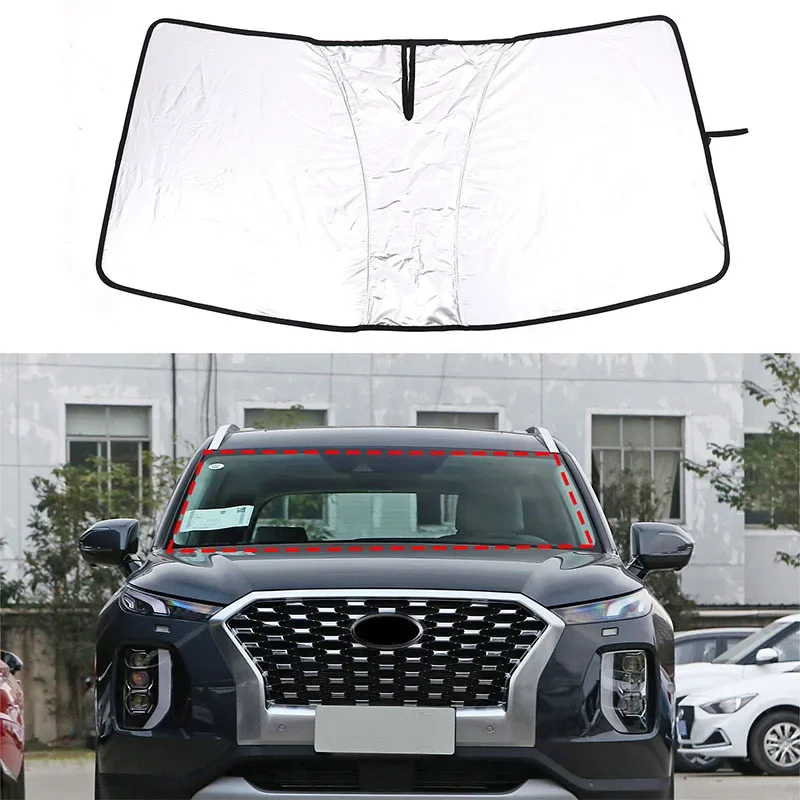 

For Hyundai Palisade Car Front Windshield Sunshade Visors UV Block Cover Silver Tape Accessories 1 Pcs