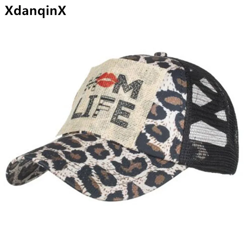 Summer Women\'s Hats Ponytail Baseball Caps Personality Leopard Print Breathable Mesh Cap Golf Cap Camping Party Hat Snapback Cap