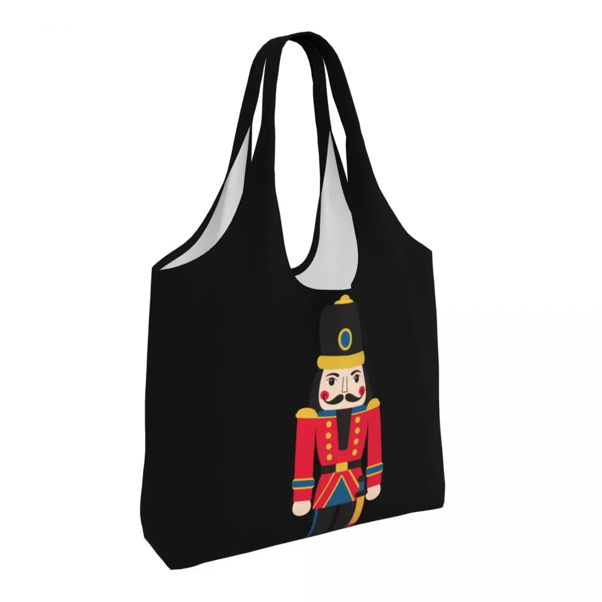 Nutcracker Doll Groceries Shopping Tote Bag Women Cartoon Christmas Soldier Toy Canvas Shopper Shoulder Bags Capacity Handbags