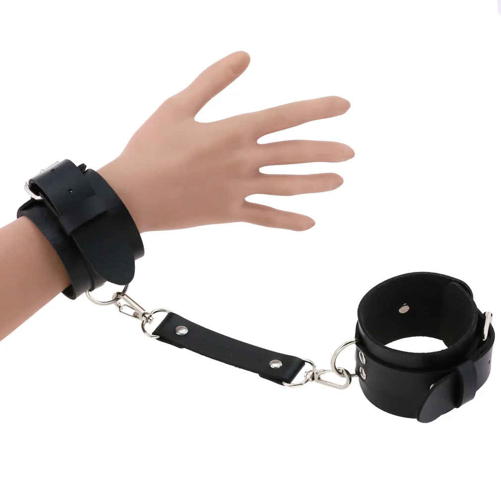 2PCS/Set Emo Sexy Matching Bracelets For Women Black Goth Punk Harajuku PU Leather Cuff Bracelets Bondage Cosplay Gothic Jewelry