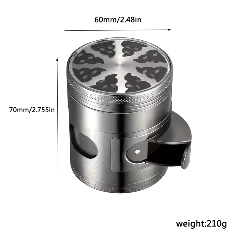 1PC Zinc Alloy Herb Grinder 60mm 4-Layer Metal Spice Crusher Portable Grinding Tool For Seasoning Kitchen Accessories