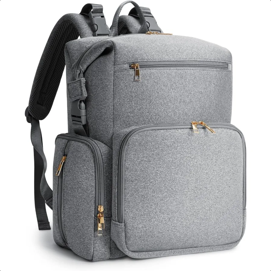 

CEICEI Неопреновая сумка для подгузников Рюкзак с изолированными карманами Большие сумки для беременных для новорожденных Дорожная сумка с пеленальной подушечкой Серый