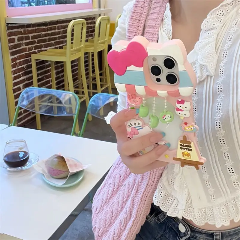 

Sanrio милый трехмерный десертный домик Apple мобильный чехол новый стиль милый силиконовый защитный чехол с сердечком для девочек «Hello Kitty»