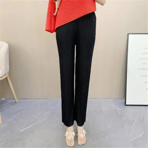 Wrinkled straight leg pants 2023 autumn new pants straight leg  wide leg pants women Oversize baggy pants