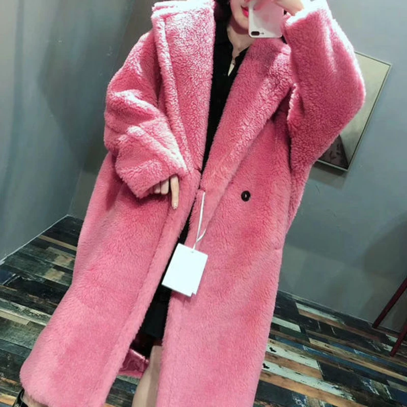 

Woman Overcoat Thicken Winter Ladies Jacket Female Imitate Lambswool Fur Women's Coat Fake Fleece Casual Coats G162