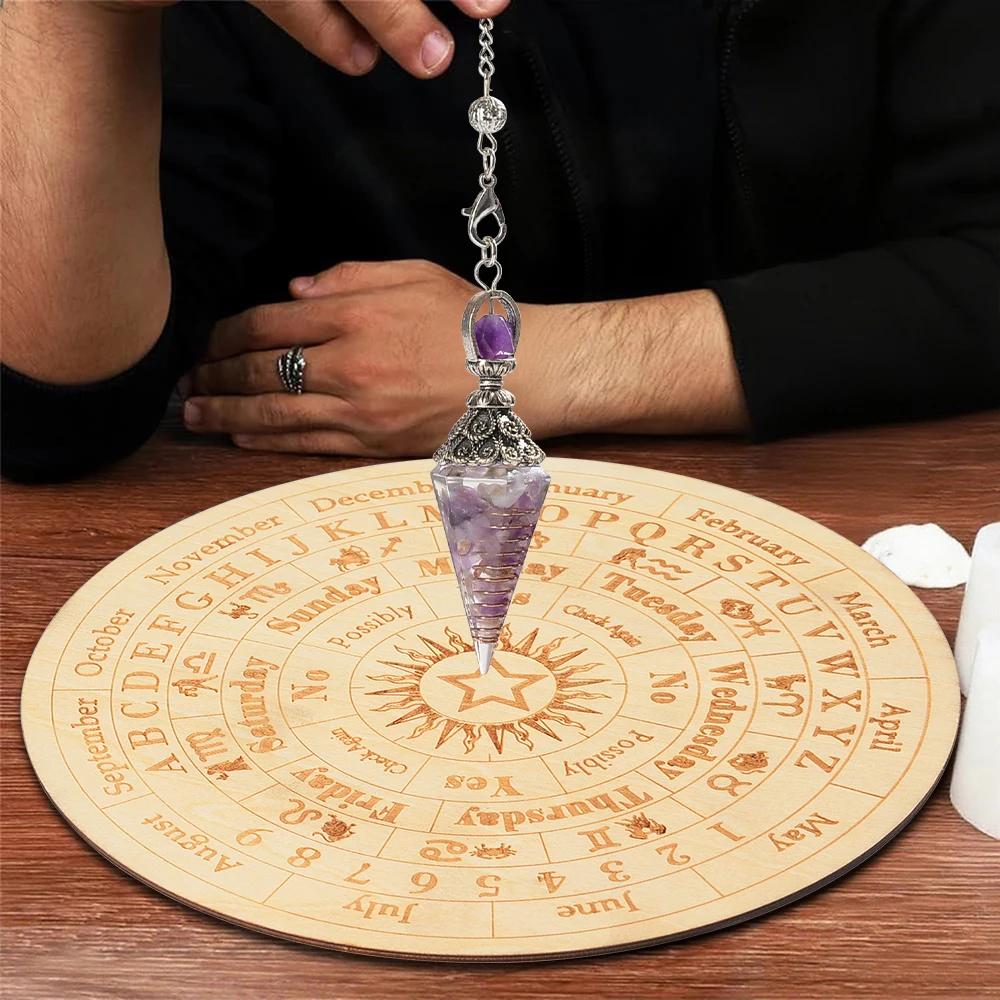 2pcs Amethyst Pendulum with Divination Board,Divination Set for Spiritual Healing and Meditation,Gift for Witchcraft Enthusiasts