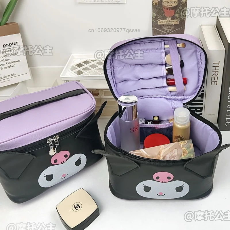 Cute Kuromi Large Makeup Bag, Y2k Sanrio Portable 3D Cartoon Beauty Cosmetic Storage Bags, Unique Waterproof Portable Toilet Bag