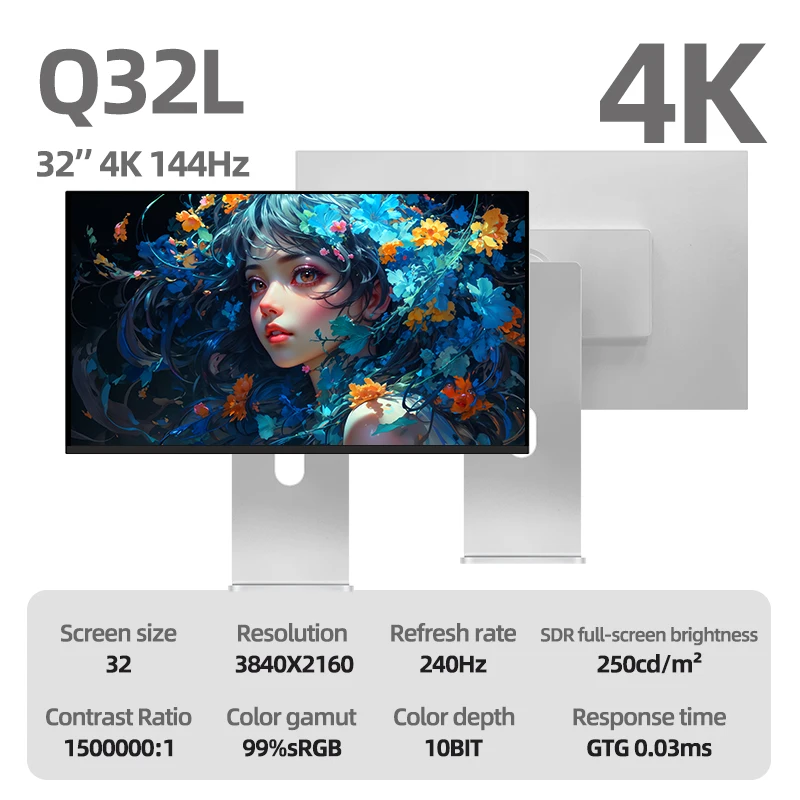 Kuycon Q32L 4K E-Sports Gaming Monitor Computer Office with 240Hz QD-OLED Quantum Dot Self-Luminous Display Monitor