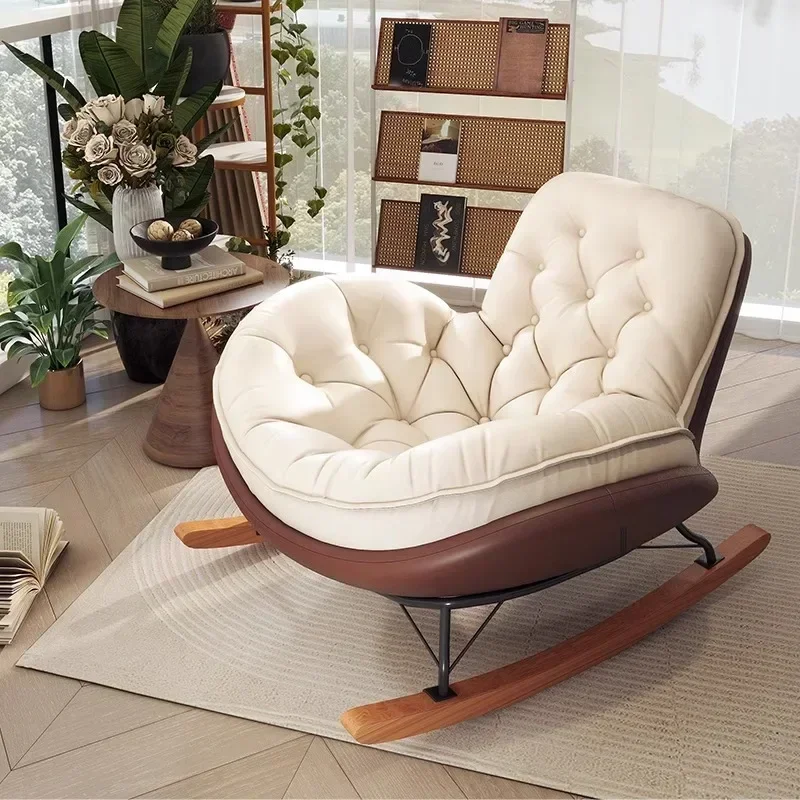 Simple Rocking Chair That Can Be Reclined or Slept in,Living Room Balcony, Lazy Sofa Chair,Nap Lounge Chair, Adult Leisure Chair