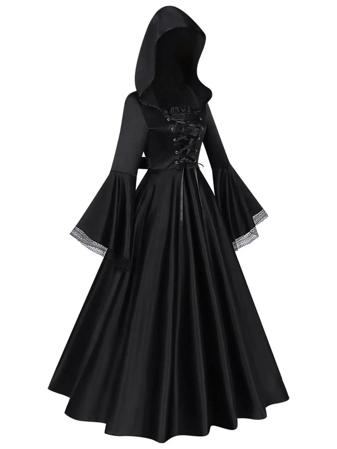 Jupe longue gothique de sorcière médiévale k, avec chapeau, danse Renaissance, loween, Costume de scène ethnique Dr pour femmes