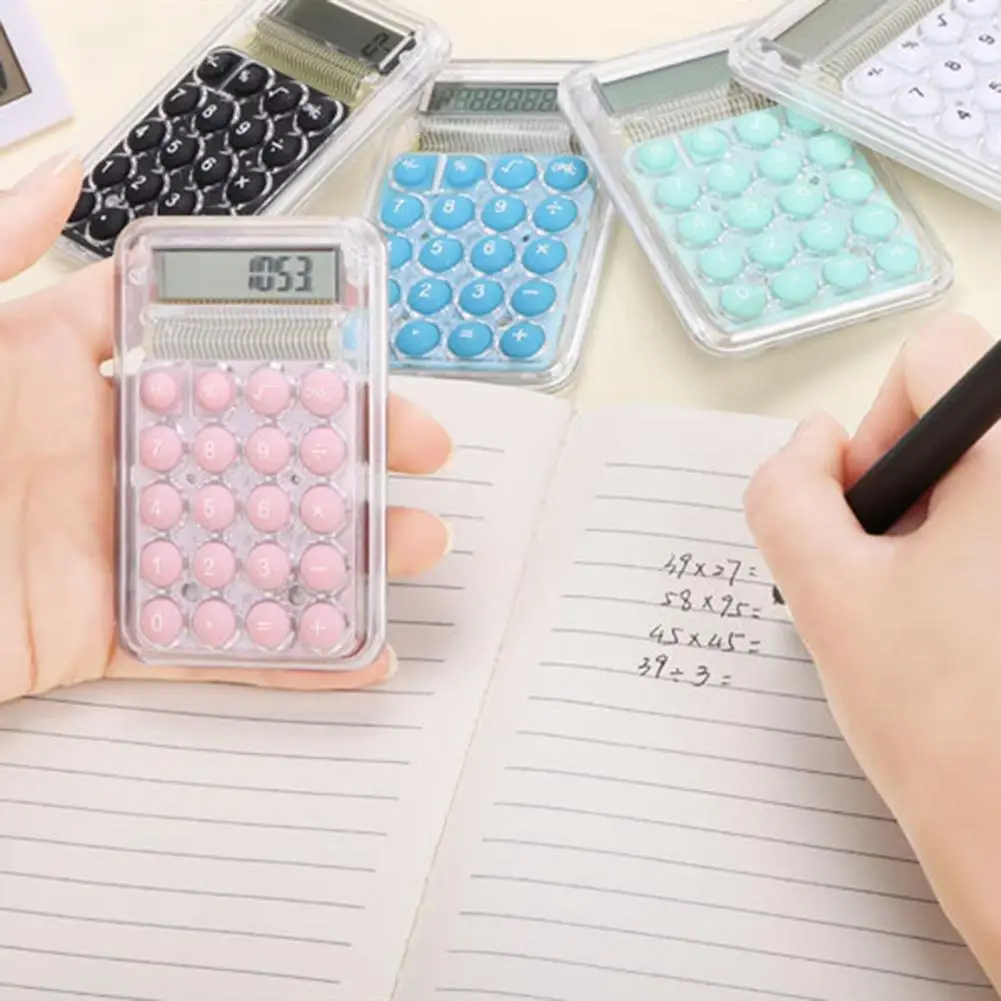 Mini Calculator Rebound Key Anti-slip Base Student Calculator Students Portable Transparent Electronic Calculator