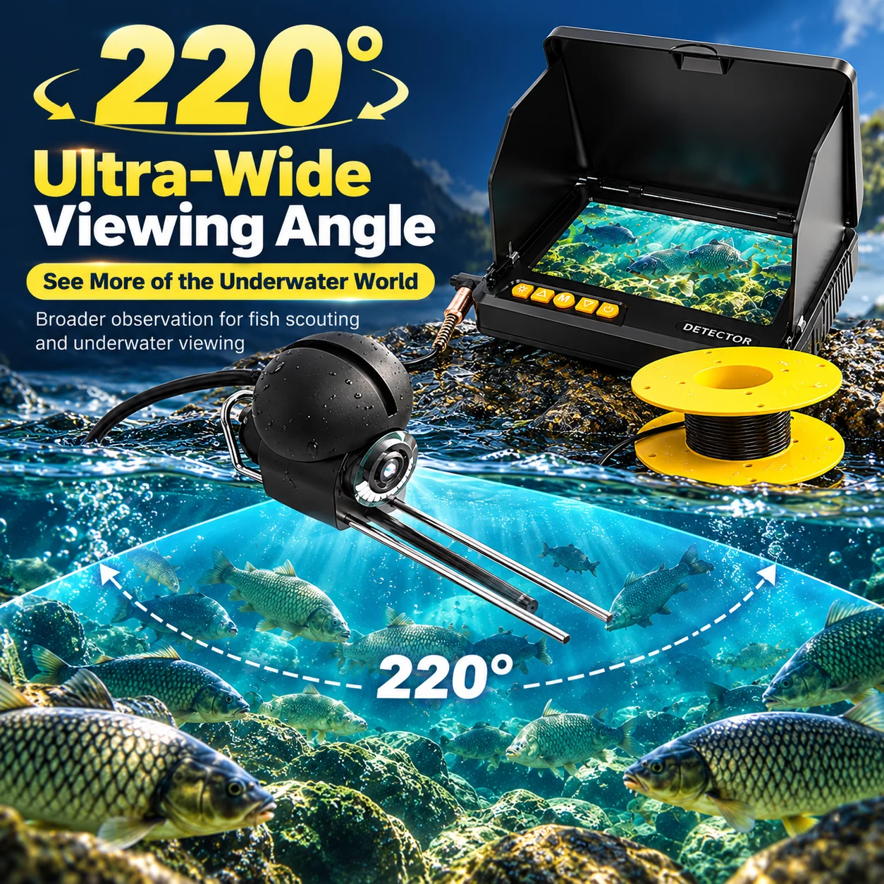 4.3 Inch LCD Fish Finder Underwater Fishing Camera HD Waterproof Portable Ice Fish Camera for Outdoor Fishing