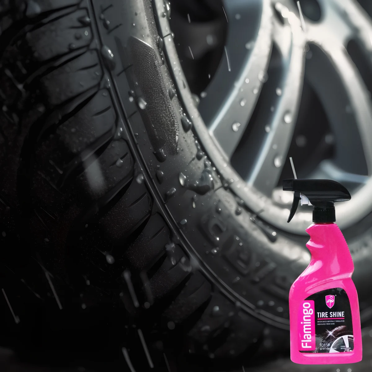 Flamingo F085 500ml Tire Shine Coatings Long Lasting Tyre Refurbishing Agent Cleaner High Gloss Wheel Gloss Spray Wax