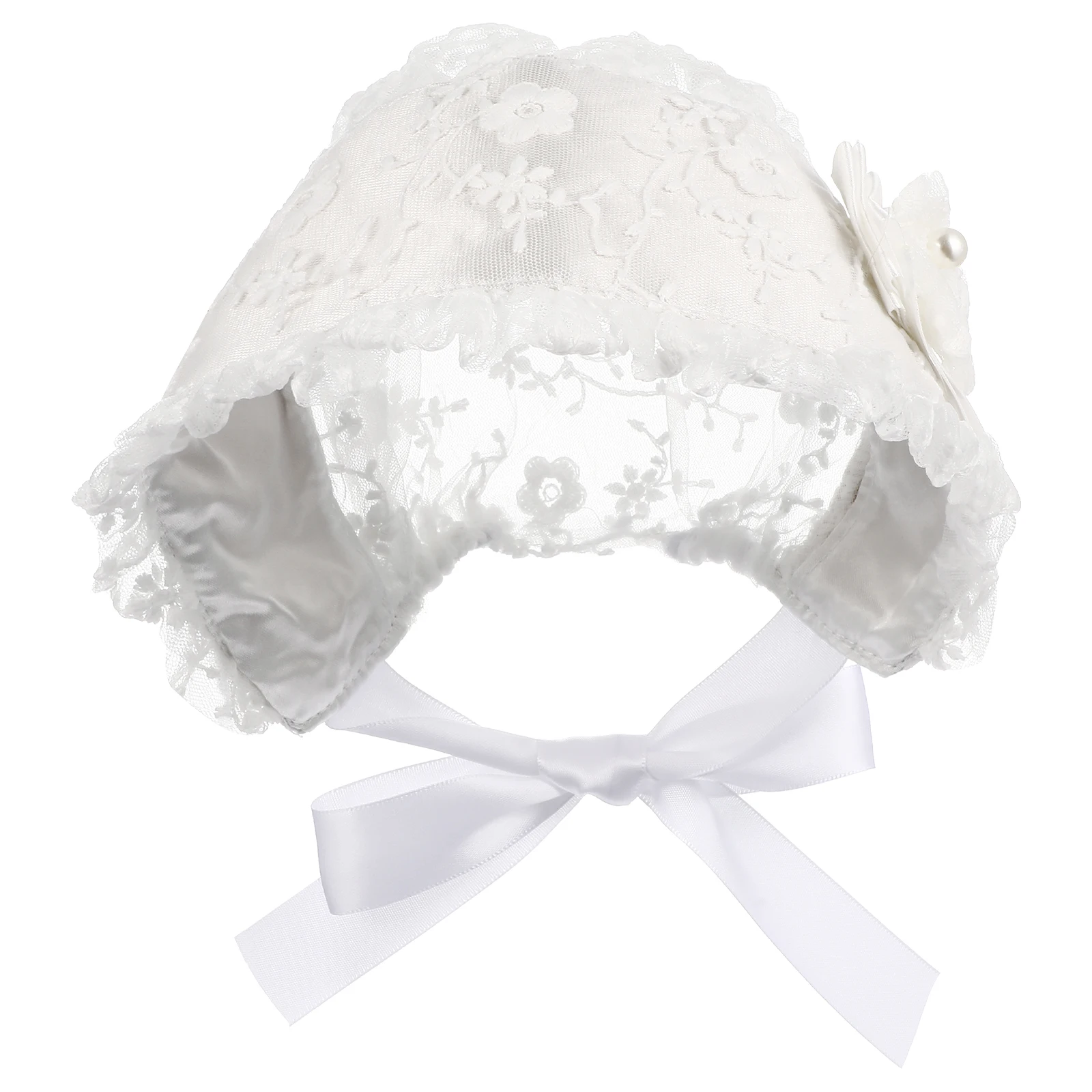 

Infant Princess Lace Cap Baby Hat Newborn Sun Protection White Hats for Girls Adjustable Belt Perfect Outing Daily Use Baby Care