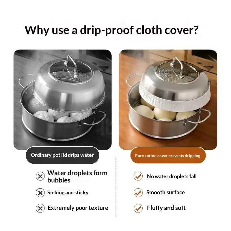 【MA】Elastic Design Cotton Lid Cover Condensation Control Absorbent Material Steamer Lid Sleeve Durable Cotton Heat Resistant