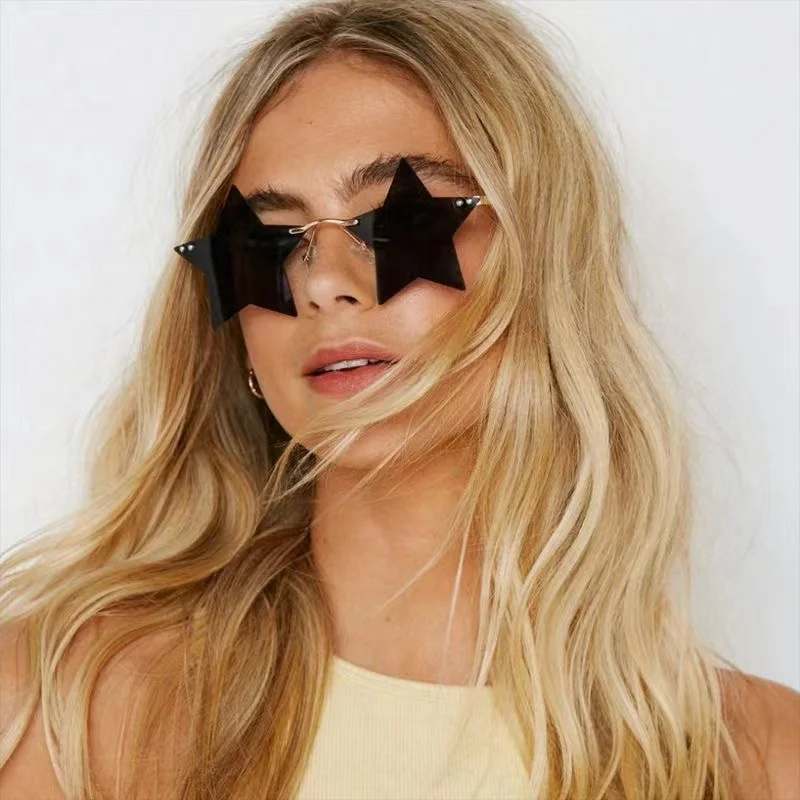 Trendige Sonnenbrille mit fünfzackigem Sternenrahmen, personalisierte Sonnenbrille, HD-Sonnenbrille für Damen
