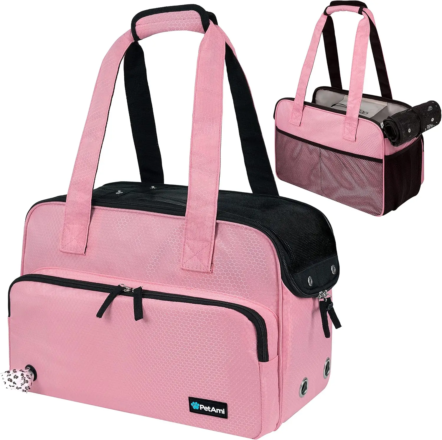 

Small Dog Purse Carrier, Soft-Sided Pet Carrier Bag with Pockets, Portable Puppy Cat Travel Handbag Tote, Airline Approved Br